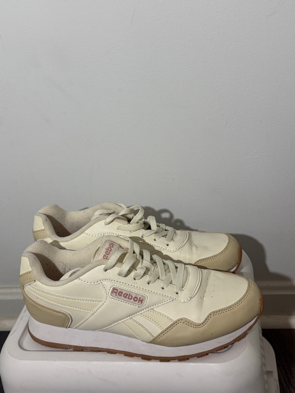 Reebok Cream and Tan Retro Runner Sneakers